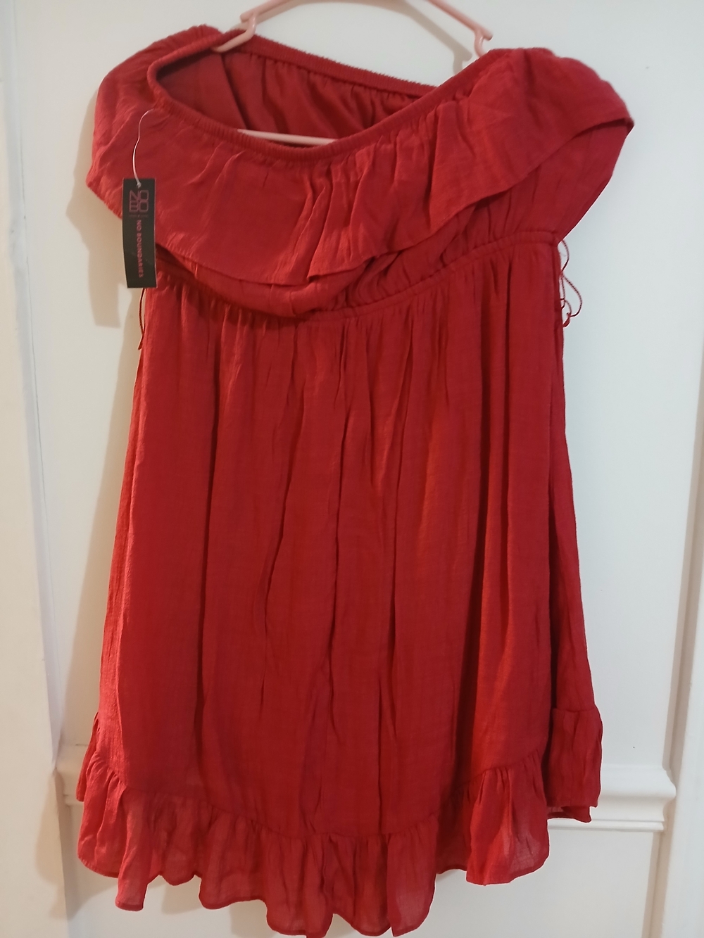 No Boundaries Red High-Low Ruffle Skirt - Picture 2 of 3